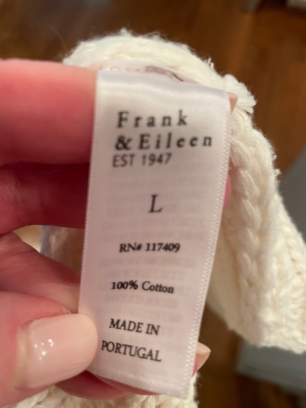 Frank and Eileen Cotswolds cable knit cardigan sz L - Picture 7 of 9